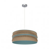 Distribuidor - Lâmpadas Diversas | Colgantes Moderno | COLGANTE NATALIA 1XE27 NIQUEL/SACO-TURQUESA REGX50X50 CM Ref: 188595048
